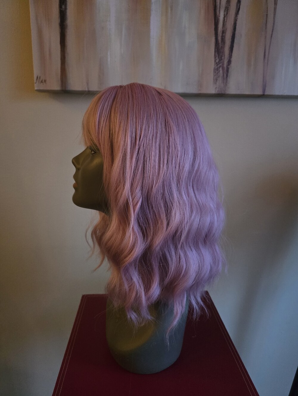 Lavender Pink Wavy 16" Wig NEW